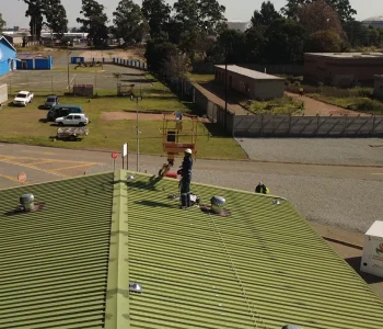 lifeline installation Roodepoort site overview showing metal roof and access setup